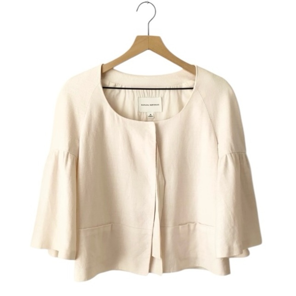 Banana Republic Cream Linen Crop Jacket (Boho Coquette Feminine Hippie Romantic)